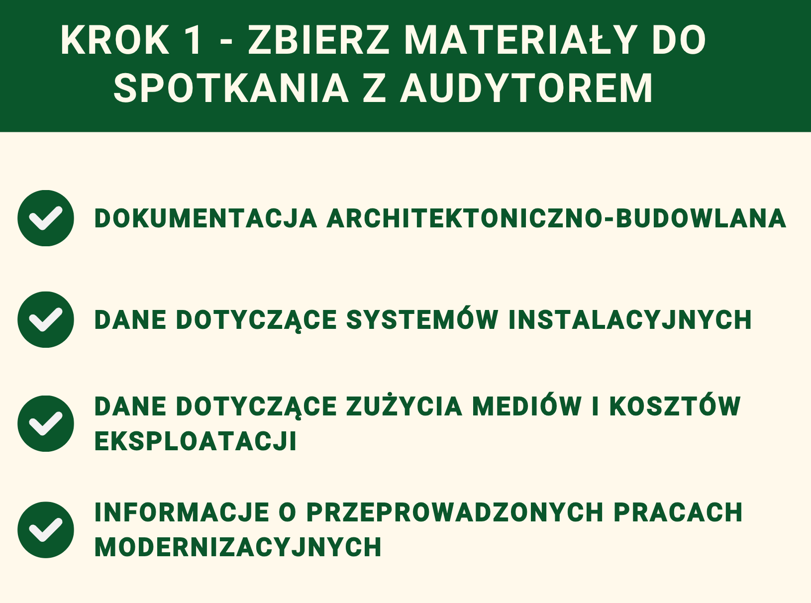 Krok 1 - zbierz materiały do spotkania z audytorem
