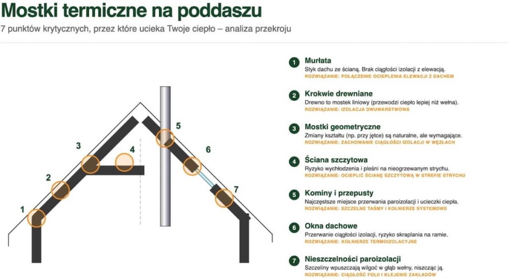 mostki termiczne na poddaszu - 7 miejsc